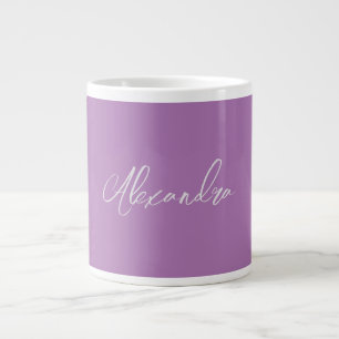 Minimalist Plain Calligraphy Own Name Lavender Large Coffee Mug