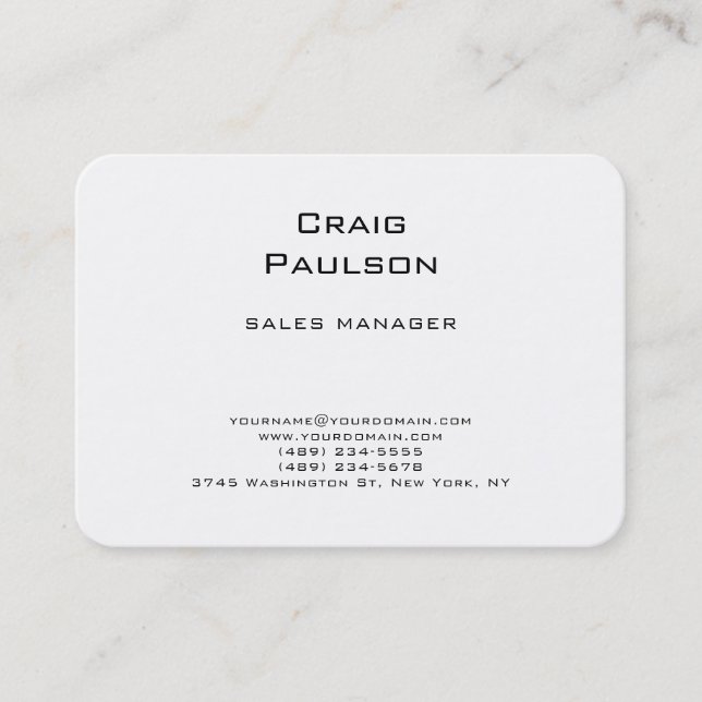 Minimalist Plain Classical Black & White Business Card (Front)