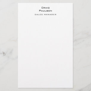 Minimalist Plain Classical Black & White Stationery