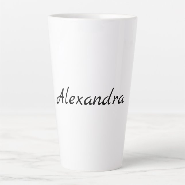 Minimalist Plain Classical Own Name Black White Latte Mug (Front)