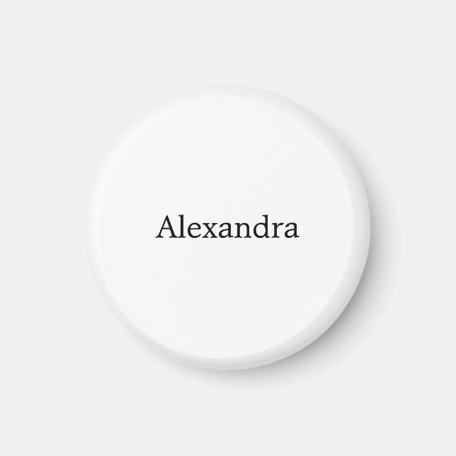 Minimalist Plain Classical Own Name Black White Magnet (Front)
