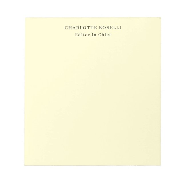 Minimalist Plain Classical Professional Cream Notepad (Front)