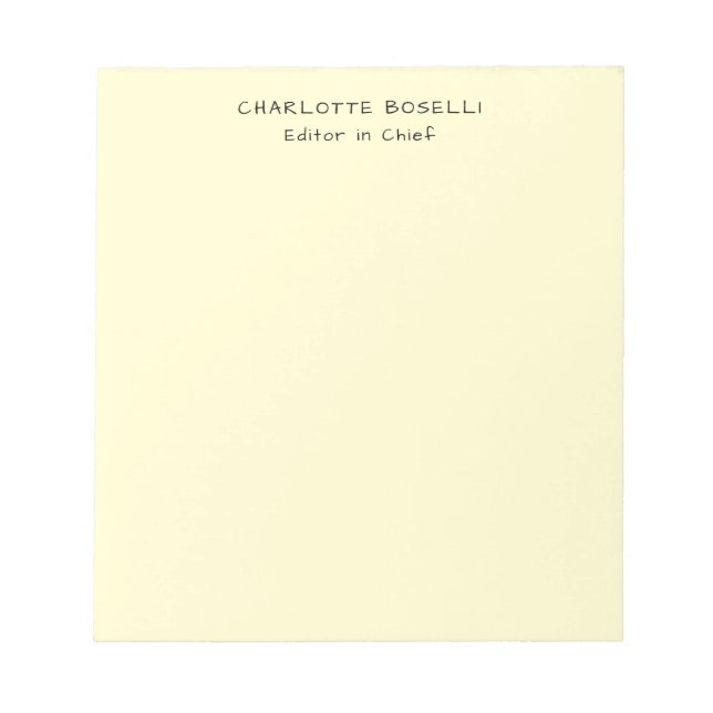 Minimalist Plain Classical Professional Cream Notepad (Front)