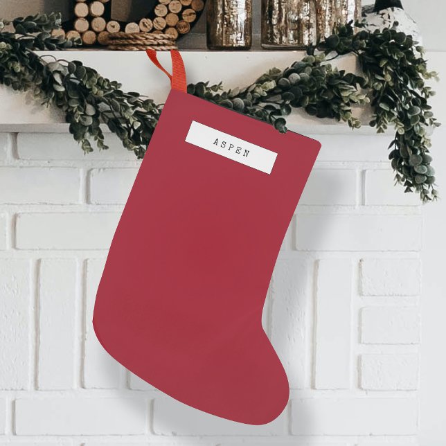 Minimalist Plain Clean Simple Berry Red Small Christmas Stocking (Creator Uploaded)