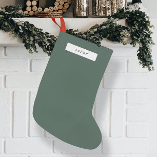 Minimalist Plain Clean Simple Forest Green Small Christmas Stocking
