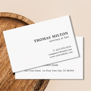Minimalist Plain Elegant White Attorney at law Business Card