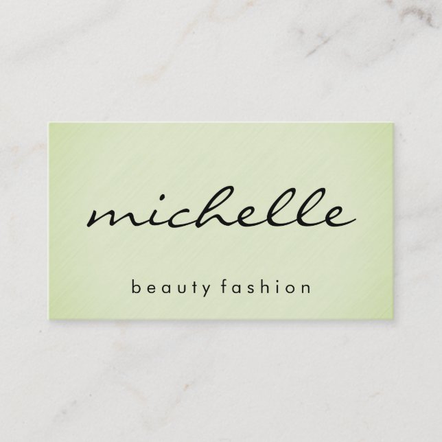 Minimalist Plain Green with Cursive Text Business Card (Front)