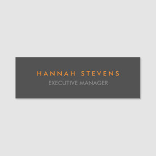Minimalist Plain Grey Professional Modern Name Tag