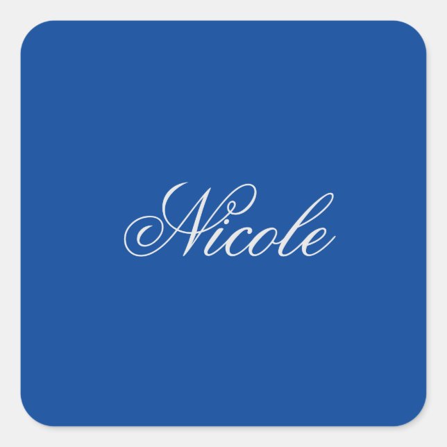 Minimalist Plain Handwritten Own Name Deep Blue Square Sticker (Front)