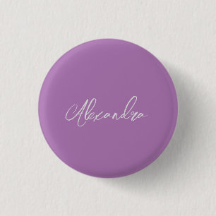 Minimalist Plain Handwritten Own Name Lavender 3 Cm Round Badge
