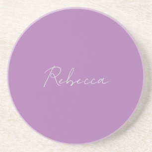 Minimalist Plain Handwritten Own Name Lavender Coaster