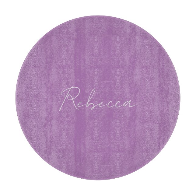 Minimalist Plain Handwritten Own Name Lavender Cutting Board (Front)