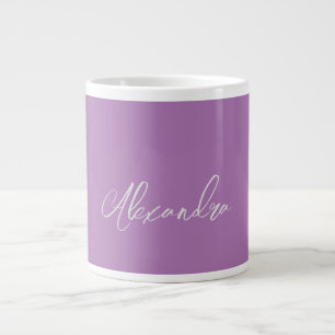 Minimalist Plain Handwritten Own Name Lavender Large Coffee Mug