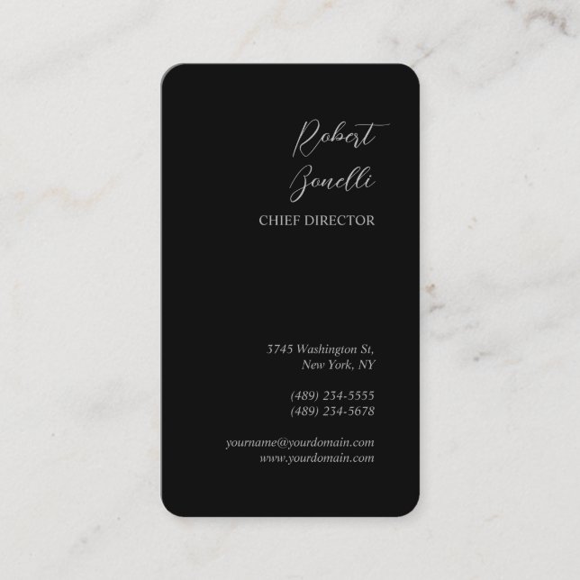 Minimalist Plain Modern Black Personalised Business Card (Front)