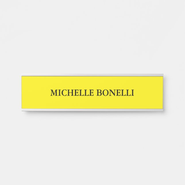 Minimalist Plain Modern Bright Yellow Door Sign (Front)