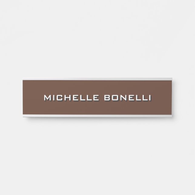 Minimalist Plain Modern Brown Door Sign (Front)