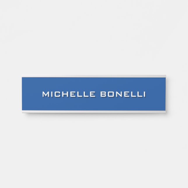Minimalist Plain Modern Deep Blue Door Sign (Front)
