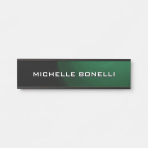 Minimalist Plain Modern Green Black Door Sign