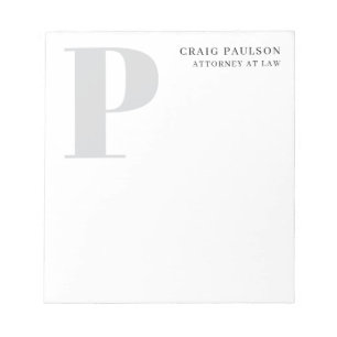 Minimalist Plain Modern Grey Monogram Name Title Notepad