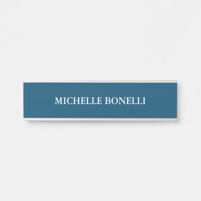 Minimalist Plain Modern Ocean Blue Door Sign (Front)