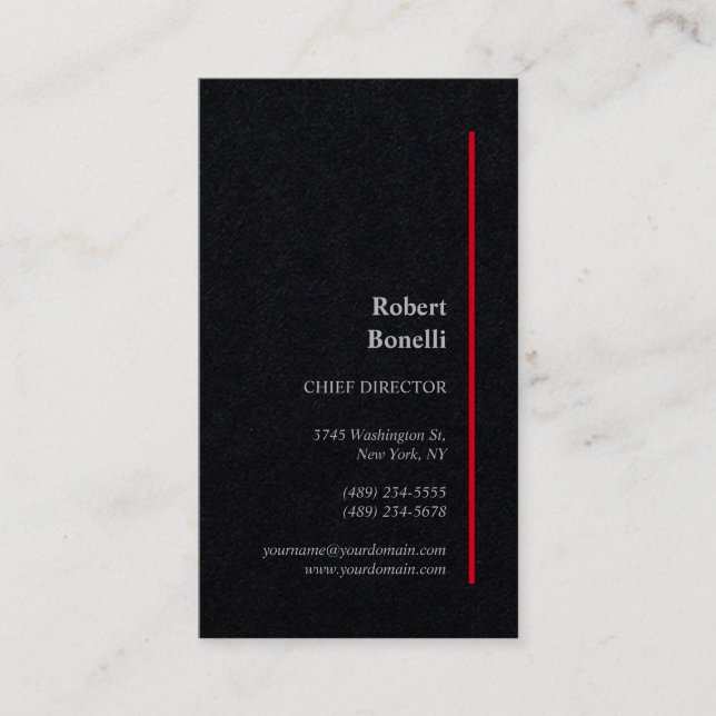 Minimalist Plain Modern Premium Black Business Card (Front)