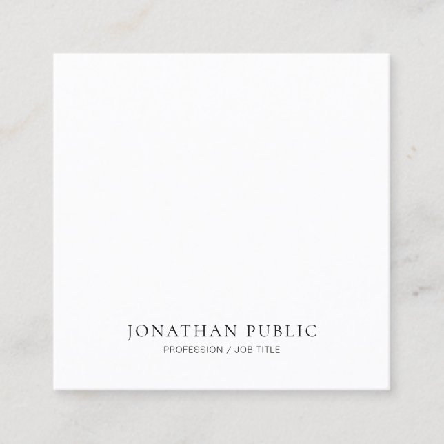 Minimalist Plain Modern Professional Chic Simple Square Business Card (Front)