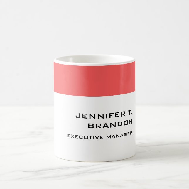 Minimalist Plain Modern Professional Name Title Coffee Mug (Center)