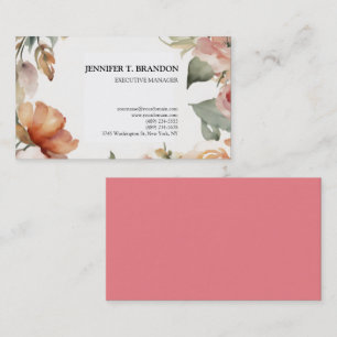 Minimalist Plain Modern Watercolor Floral Business Card