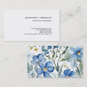 Minimalist Plain Modern Watercolor Floral Business Card