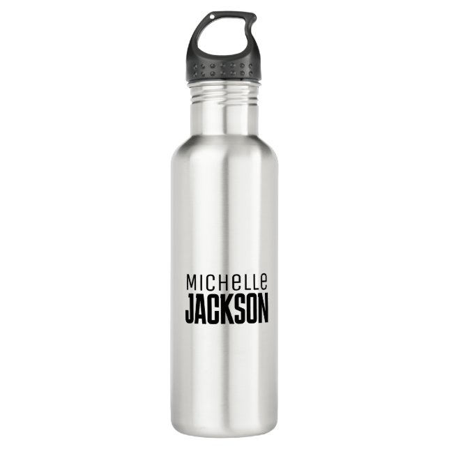 Minimalist Plain Modern Your Name Message 710 Ml Water Bottle (Front)