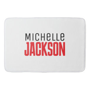 Minimalist Plain Modern Your Name Message Bath Mat