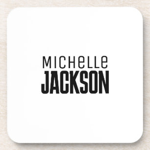 Minimalist Plain Modern Your Name Message Coaster