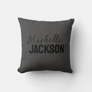 Minimalist Plain Modern Your Name Message Cushion