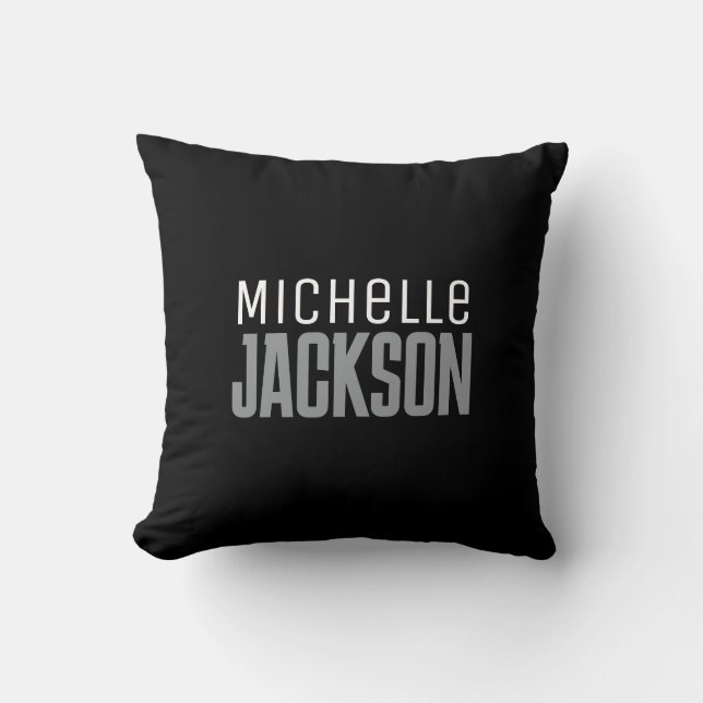 Minimalist Plain Modern Your Name Message Cushion (Front)