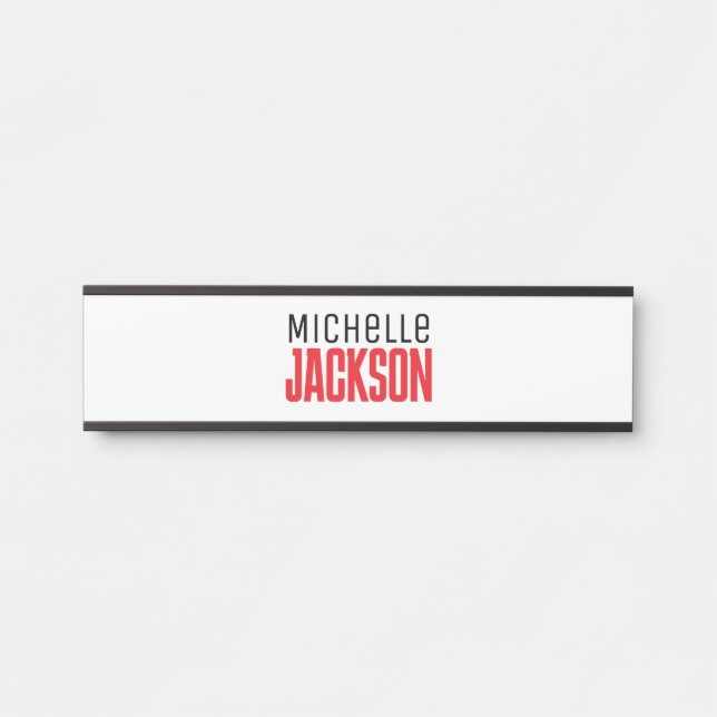 Minimalist Plain Modern Your Name Message Door Sign (Front)