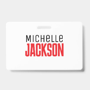 Minimalist Plain Modern Your Name Message ID Badge