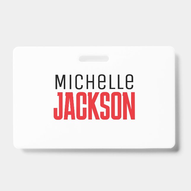 Minimalist Plain Modern Your Name Message ID Badge (Front)