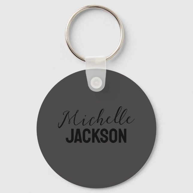 Minimalist Plain Modern Your Name Message Key Ring (Front)