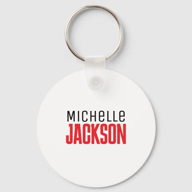 Minimalist Plain Modern Your Name Message Key Ring (Front)