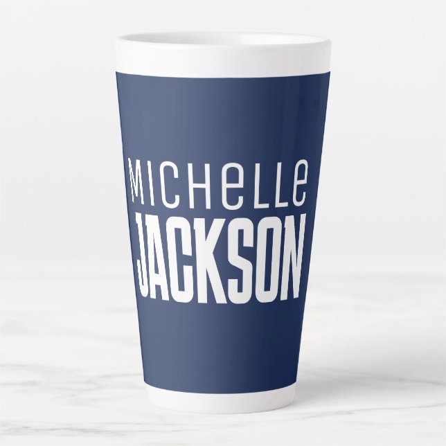 Minimalist Plain Modern Your Name Message Latte Mug (Front)