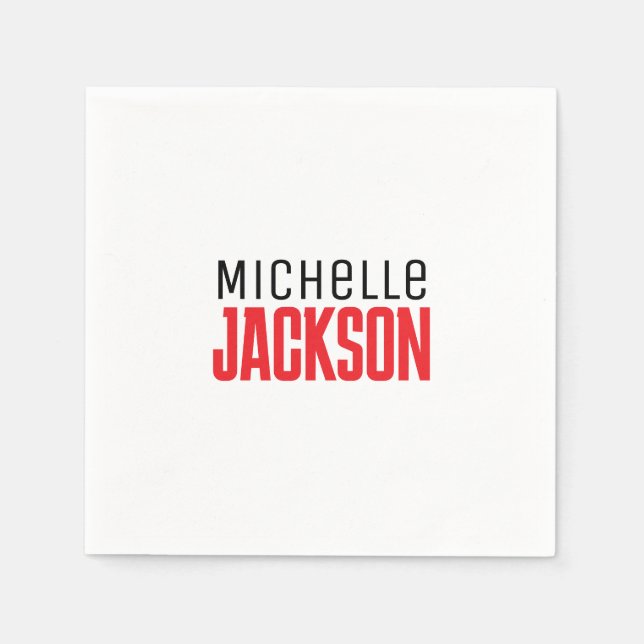Minimalist Plain Modern Your Name Message Napkin (Front)
