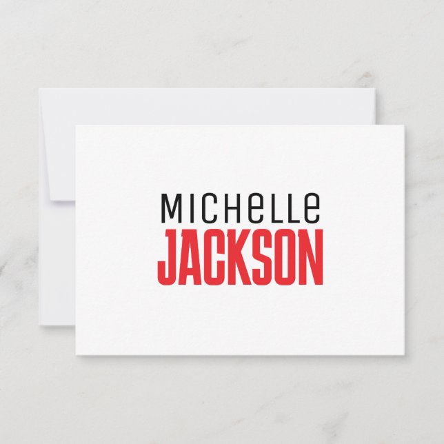 Minimalist Plain Modern Your Name Message RSVP Card (Front)