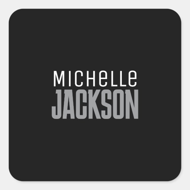 Minimalist Plain Modern Your Name Message Square Sticker (Front)