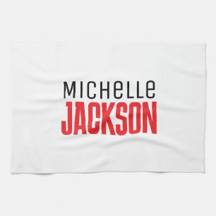 Minimalist Plain Modern Your Name Message Tea Towel