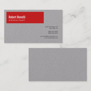 Minimalist Plain Premium Grey & Red Modern Business Card