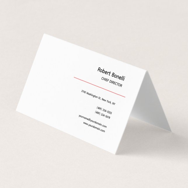Minimalist Plain Red Black White Modern  Business Card (Front)