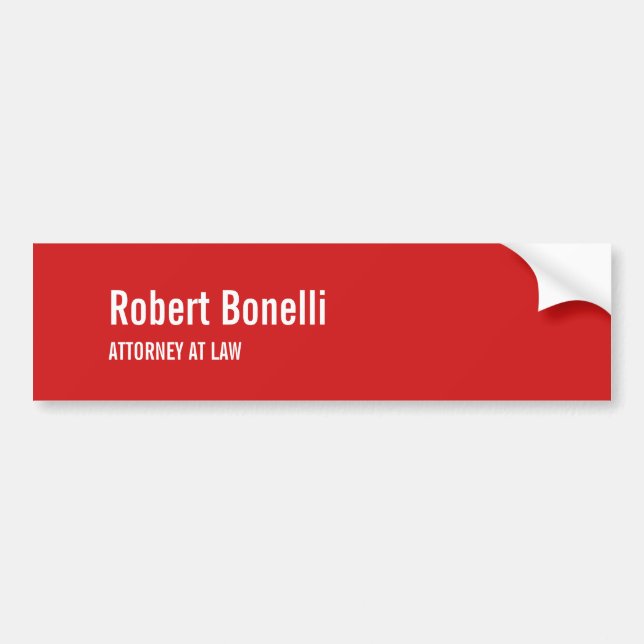 Minimalist Plain Red White Modern Bumper Sticker (Front)