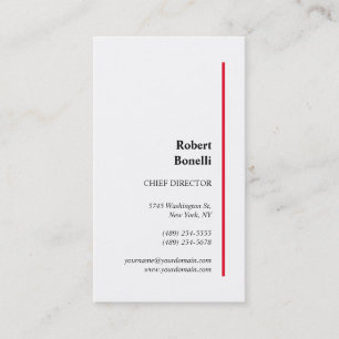 Minimalist Plain Red White Modern Business Card