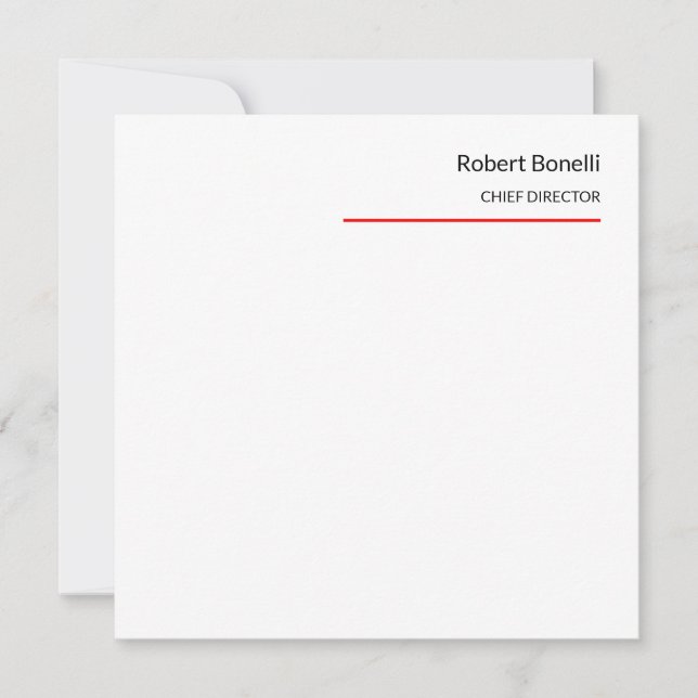 Minimalist Plain Red White Modern Card (Front)