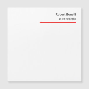 Minimalist Plain Red White Modern Magnetic Card